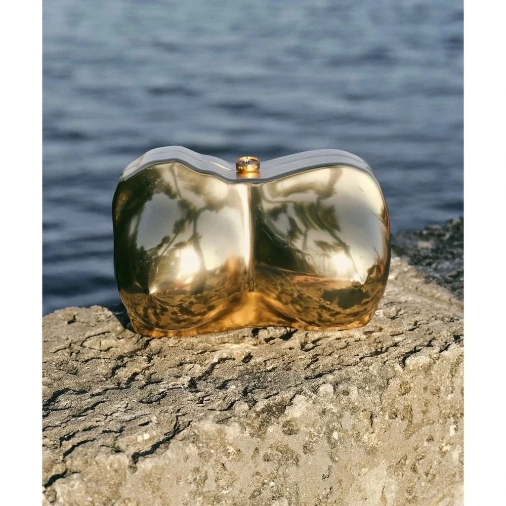 NWT Cult Gaia Reina Clutch in Brushed Brass $898 - Picture 3 of 11